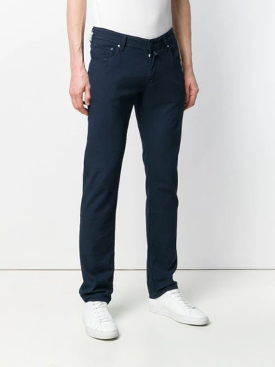 Shop Jacob Cohen Straight Leg Trousers In Blue