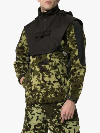 Shop Nike X1017 Alyx 9sm Mmw Two-part Camouflage Hooded Fleece Jacket In Black