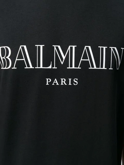 Shop Balmain Logo T-shirt In Black