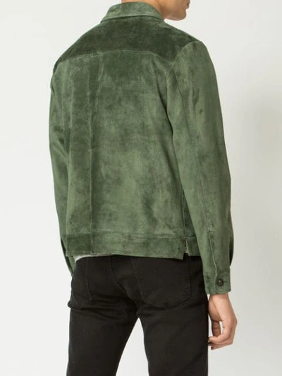 Shop Ajmone Leather Shirt Jacket In Green