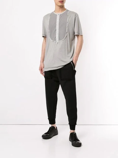 Shop Carpe Diem Contrasting Chest Panel T-shirt In Grey