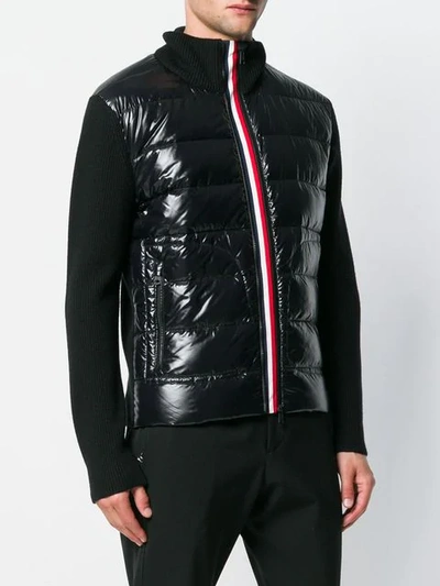 Shop Moncler Padded Zip Front Cardigan In Black