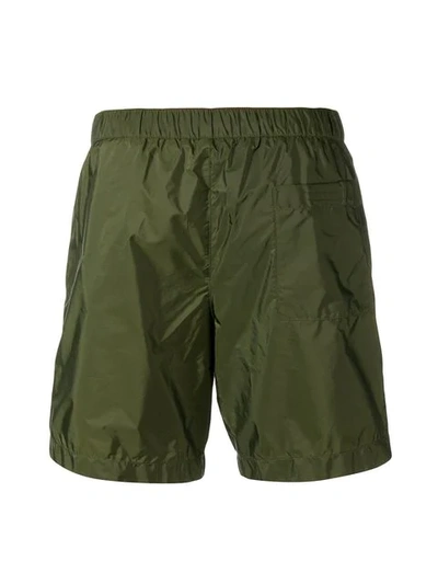 Shop Prada Logo Patch Swim Shorts In Green