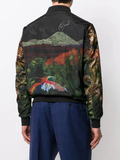 Shop Etro Landscape Print Bomber Jacket In Black