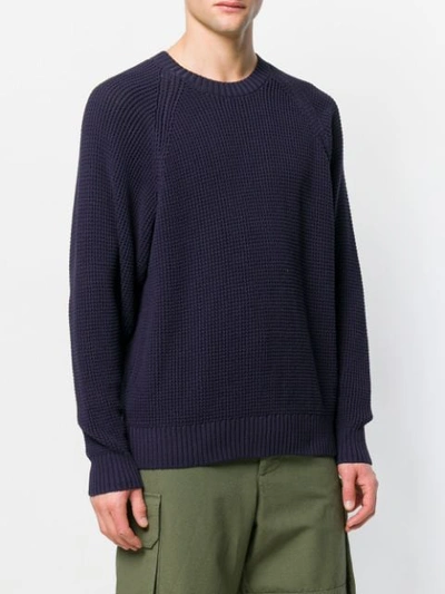 Shop Ami Alexandre Mattiussi Raglan Sleeves Crew Neck Sweater In Blue