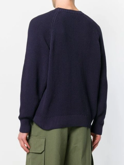 Shop Ami Alexandre Mattiussi Raglan Sleeves Crew Neck Sweater In Blue