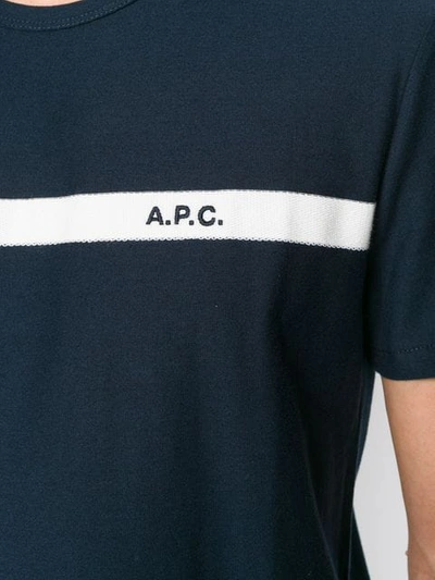 Shop Apc Logo T-shirt In Blue