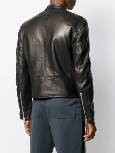 Shop Maison Margiela Fitted Leather Jacket In Black