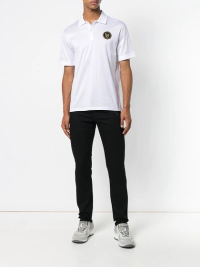 Shop Alexander Mcqueen Skull Patch Polo Shirt - White