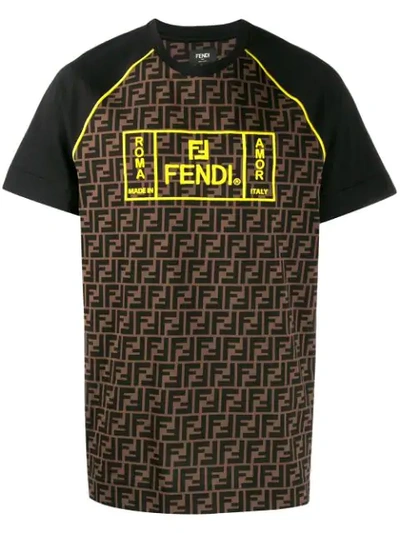 Shop Fendi Ff Monogram T-shirt In Black