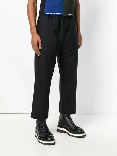 Shop Oamc Elastic Waist Cropped Trousers In 001 Black