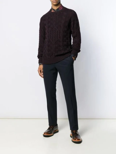 Shop Etro Cable Knit Jumper In Purple