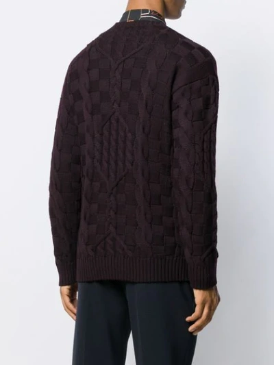 Shop Etro Cable Knit Jumper In Purple
