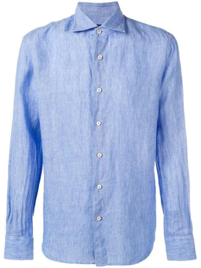 ALESSANDRO GHERARDI CRINKLE EFFECT BUTTON-UP - 蓝色