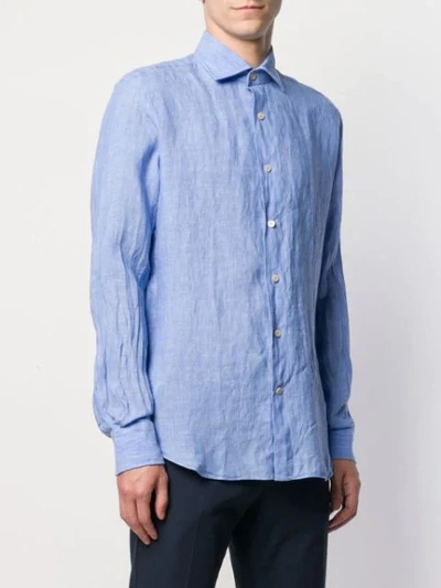 ALESSANDRO GHERARDI CRINKLE EFFECT BUTTON-UP - 蓝色