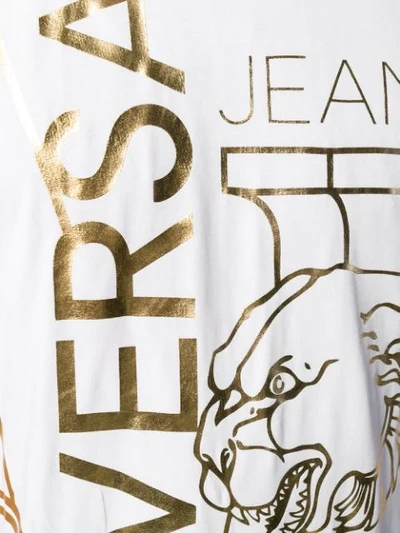 Shop Versace Jeans T-shirt Mit Metallic-print In White