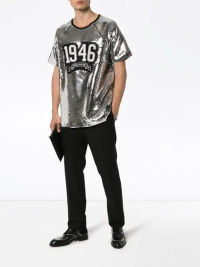 BALMAIN SEQUIN LOGO T-SHIRT - 银色