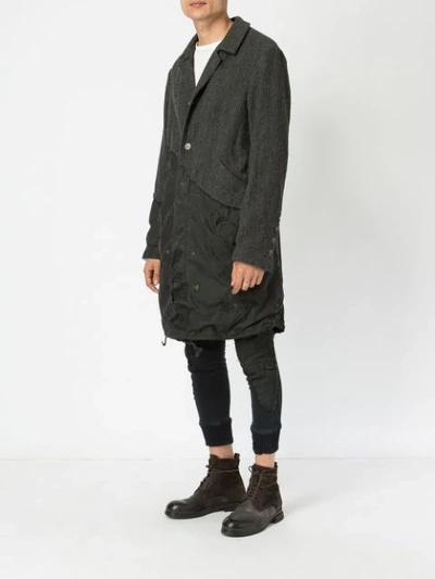Shop Greg Lauren Herringbone Fishtail Parka Artist Coats In Grey