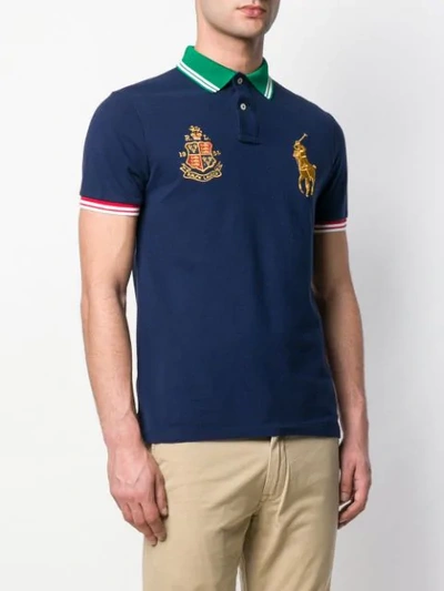 Shop Polo Ralph Lauren Crest-embellished Polo Shirt In Blue