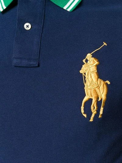 Shop Polo Ralph Lauren Crest-embellished Polo Shirt In Blue