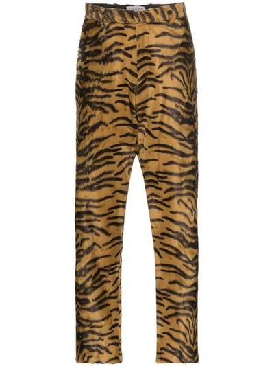 Shop Ashley Williams Tiger Print Faux Fur Executive Trousers In Black
