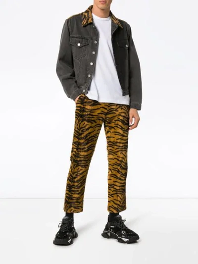 Shop Ashley Williams Tiger Print Faux Fur Executive Trousers In Black