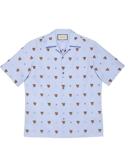 Shop Gucci Tiger Head And Symbols Fil Coupé Shirt In Blue
