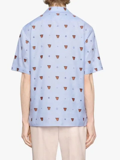 Shop Gucci Tiger Head And Symbols Fil Coupé Shirt In Blue