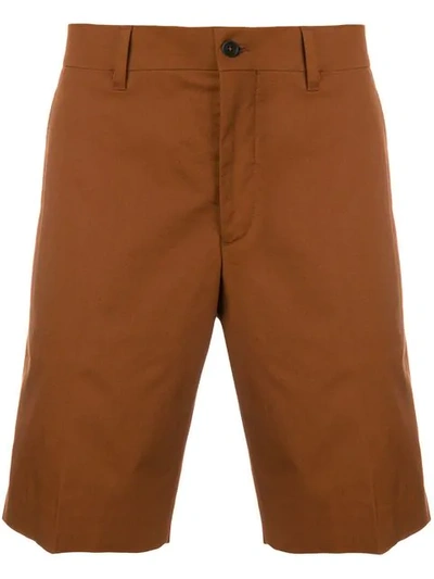 Shop Prada Pleated Bermuda Shorts In Brown