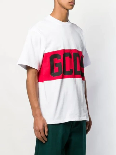 Shop Gcds Logo Stripe Print T-shirt - White