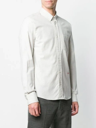 Shop Ami Alexandre Mattiussi Slim Fit Button-down Shirt A.m.i Front Embroidery In Neutrals