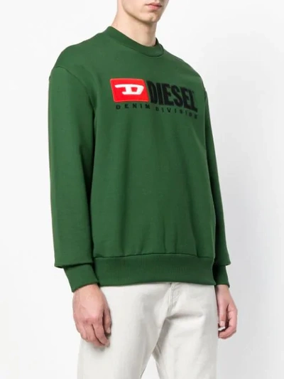 Shop Diesel Logo Sweatshirt In Green