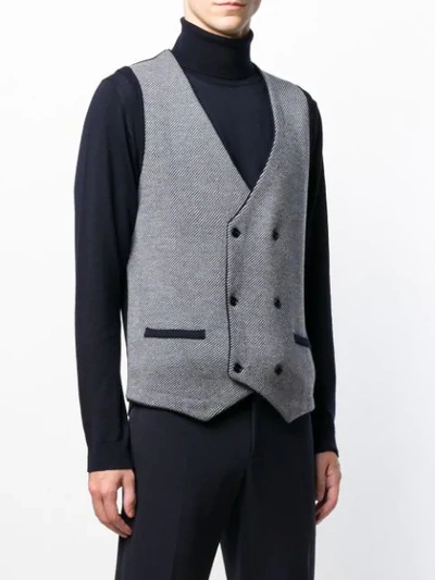 Shop Lardini Double-breasted Fitted Waistcoat - Blue