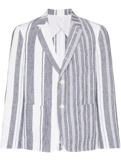 THOM BROWNE SINGLE-BREASTED STRIPED BLAZER - 蓝色