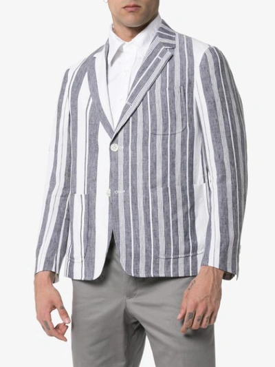 Shop Thom Browne Single-breasted Striped Blazer - Blue