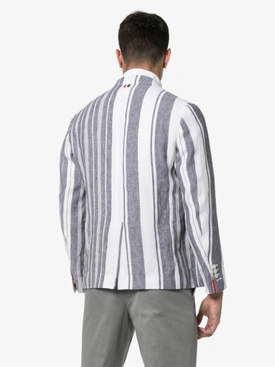 THOM BROWNE SINGLE-BREASTED STRIPED BLAZER - 蓝色