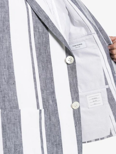 Shop Thom Browne Single-breasted Striped Blazer - Blue