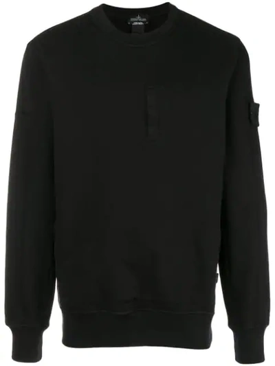 Shop Stone Island Shadow Project Long-sleeve Fitted Sweatshirt In Black