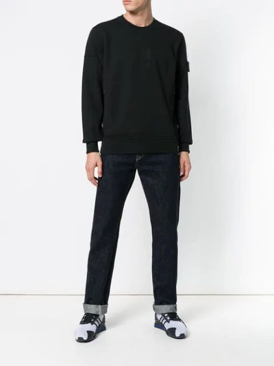 Shop Stone Island Shadow Project Long-sleeve Fitted Sweatshirt In Black