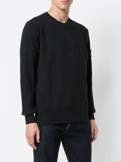 Shop Stone Island Shadow Project Long-sleeve Fitted Sweatshirt In Black