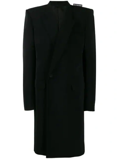 Shop Balenciaga '80s Shoulder Coat In Black