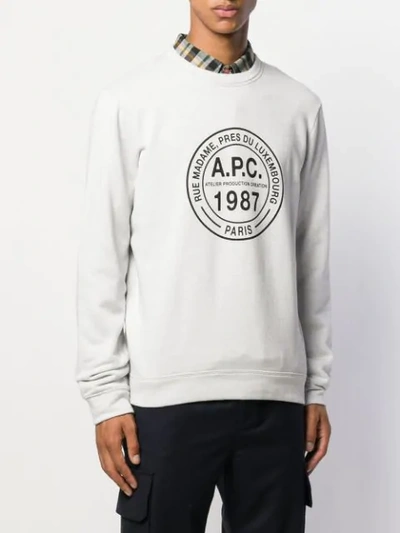 Shop Apc Logo Print Jumper In Grey