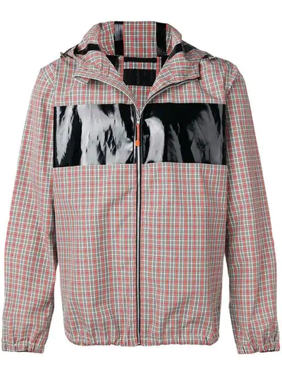 Shop Helmut Lang Logo Checked Windbreaker Jacket In Neutrals