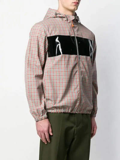 Shop Helmut Lang Logo Checked Windbreaker Jacket In Neutrals