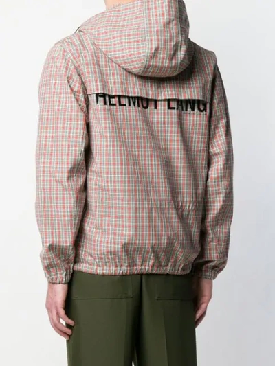 Shop Helmut Lang Logo Checked Windbreaker Jacket In Neutrals