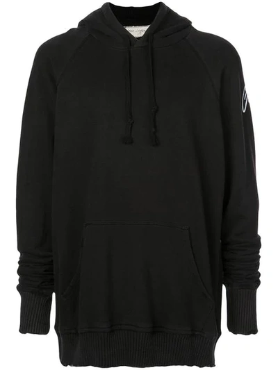 Shop Greg Lauren Contrast Logo Hoodie In Black