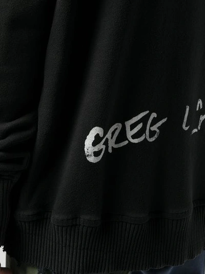 Shop Greg Lauren Contrast Logo Hoodie In Black