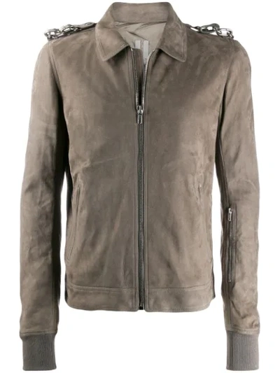 Shop Rick Owens Biker Jacket In Neutrals