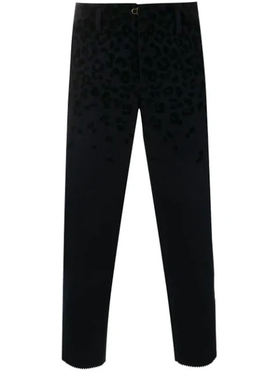 Shop Kolor Cropped Leopard Print Trousers - Blue
