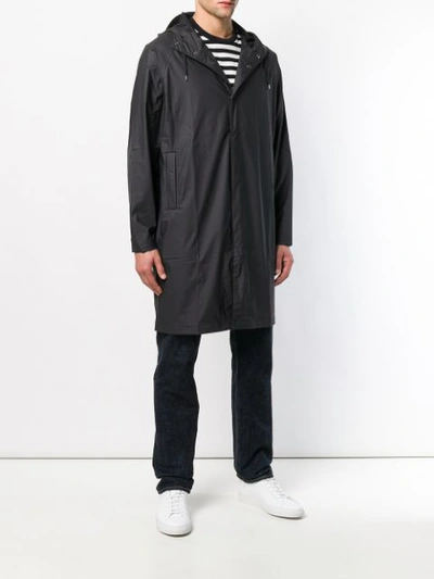 Shop Rains Waterproof Hooded Coat - Black